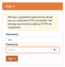 JupyterHub login dialog